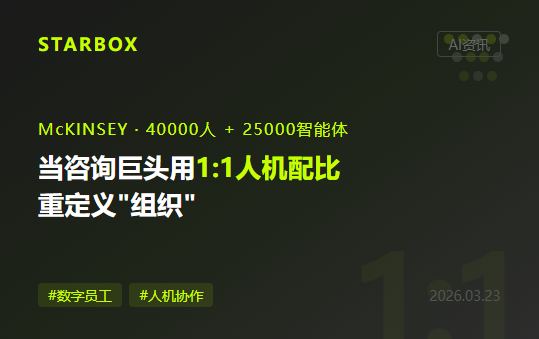 McKinsey把25000个AI智能体算作"员工":当全球最大咨询公司用1:1人机配比重定义组织,你的企业准备好了吗?