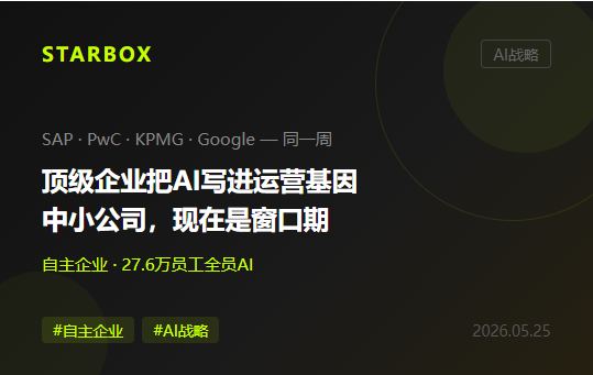 SAP宣布"自主企业"、KPMG全员上Claude：五月的大型企业AI浪潮，对中小公司意味着什么？