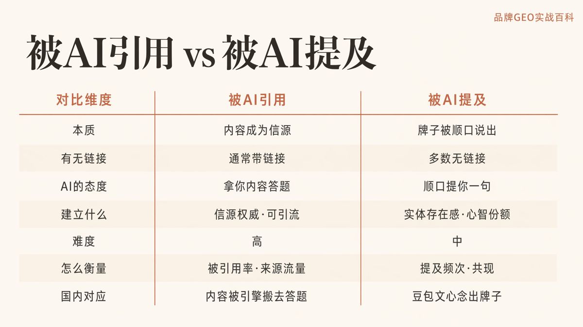 被AI引用和被AI提及,有什么区别?