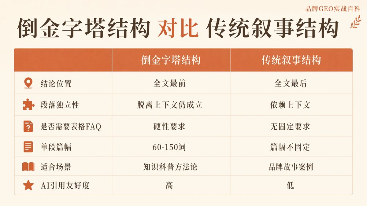 GEO内容怎么排结构?一套倒金字塔写法