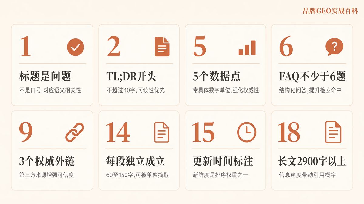 生成式引擎优化(GEO)内容发布前的18项检查